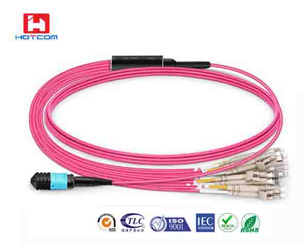 24Core MPO female-LC/UPC OM4 break-out fiber patchcord Polarity B, LSZH 1m
